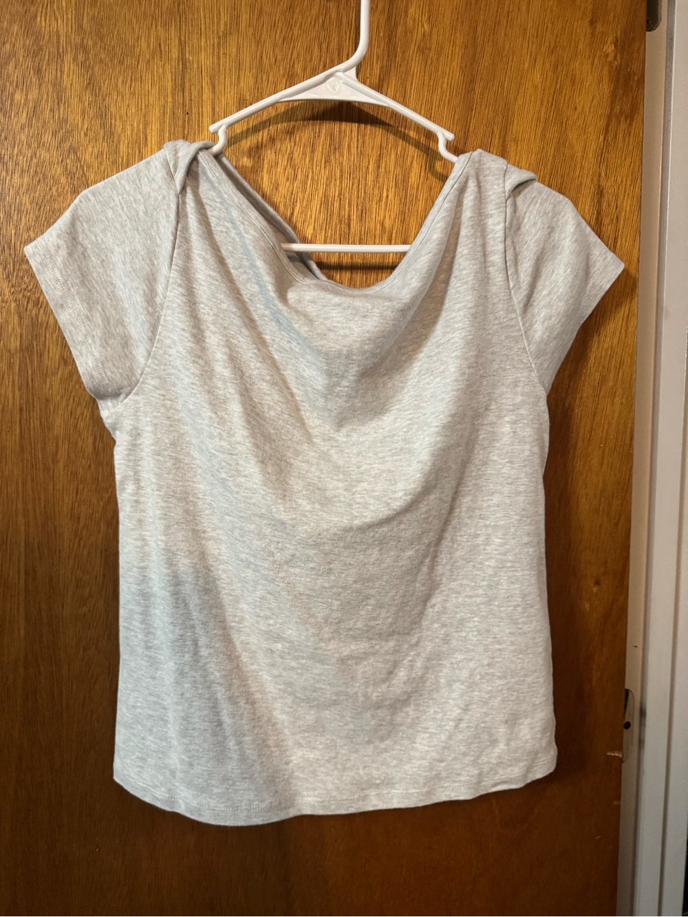 Old Navy Light Gray Short Sleeve Draped Neck Tee
